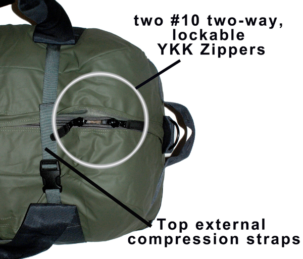Double Zipper and Compression Straps
